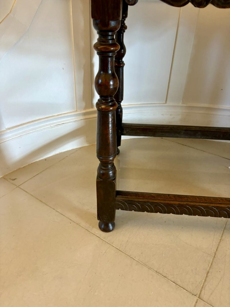 18th Century Antique Quality Carved Oak Side Table - Image 7